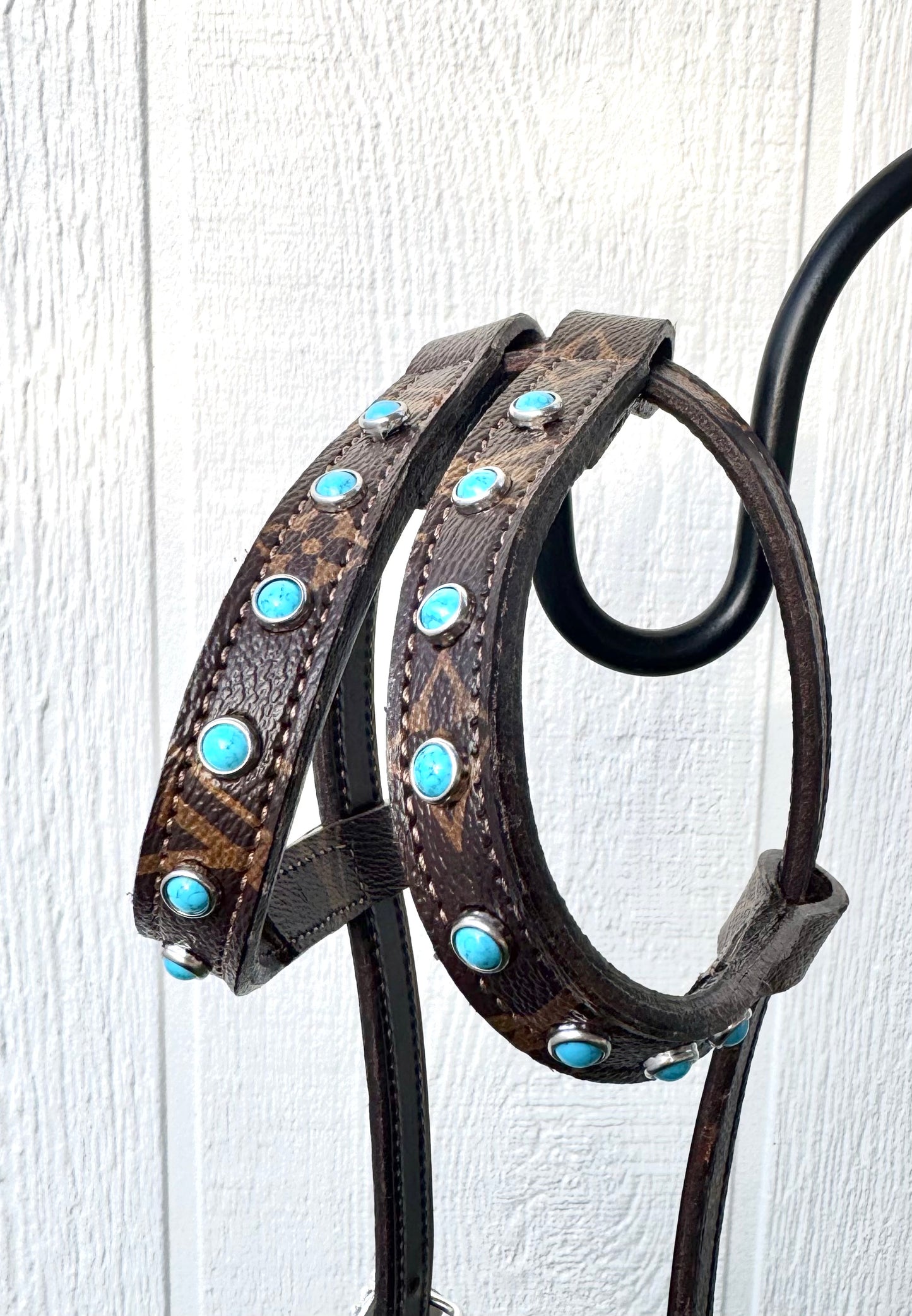 Fairytail Leather Co Brown Designer Headstall, German Silver