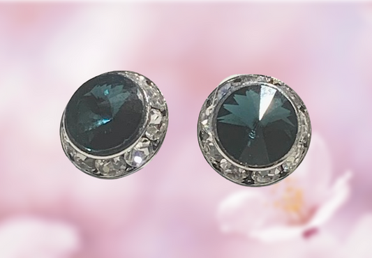 Austrian Crystal Navy Stud Earrings