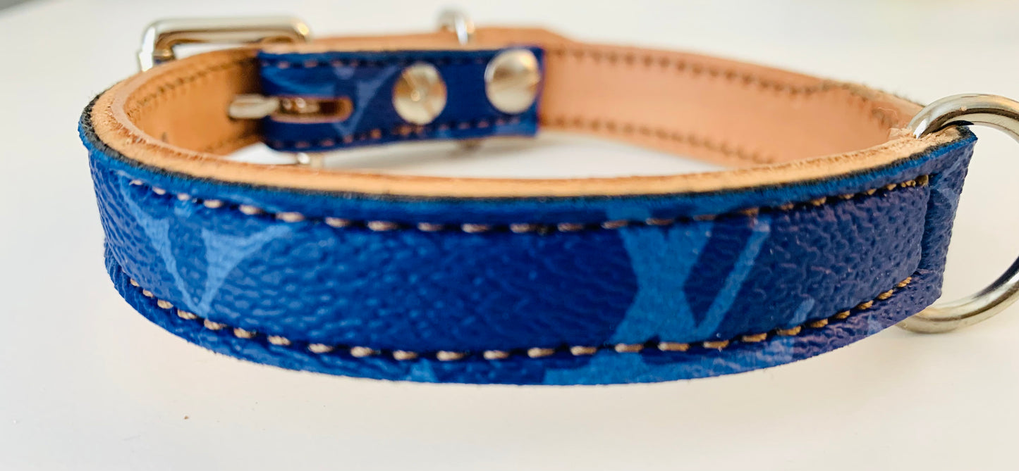 Fairytail Leather Co Blue Designer Dog Collar