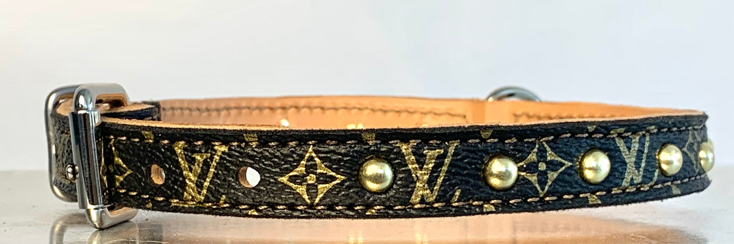 Fairytail Leather Co Black and Gold Designer Dog Collar