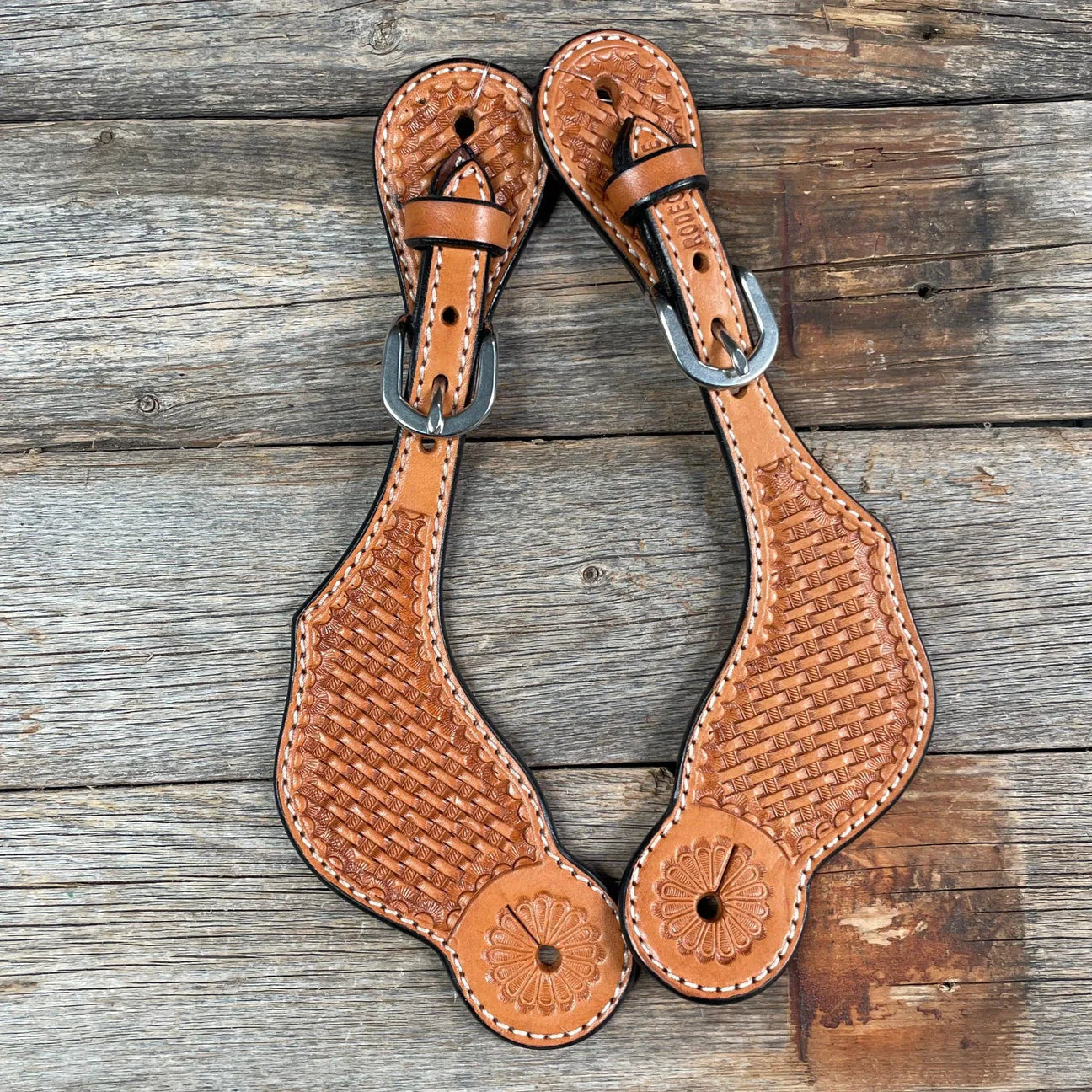 Ladies Light Oil Basketweave Spur Straps