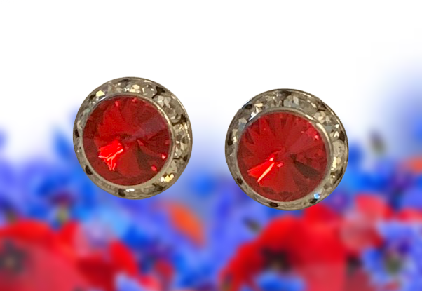 Austrian Crystal Ruby Stud Earrings