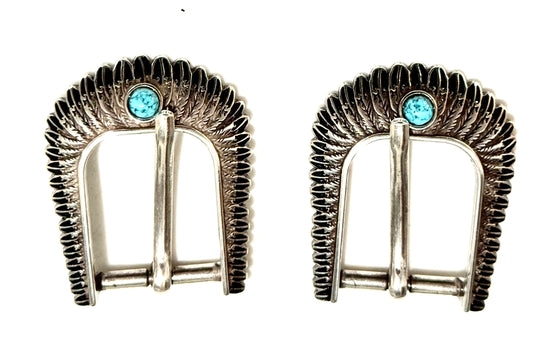 Southwestern Turquoise Feather Buckles, 1”