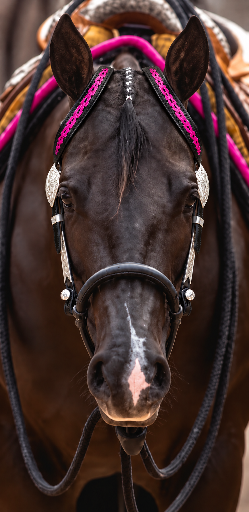 Black with Metallic Fuchsia Kangaroo Lace Ear Pieces