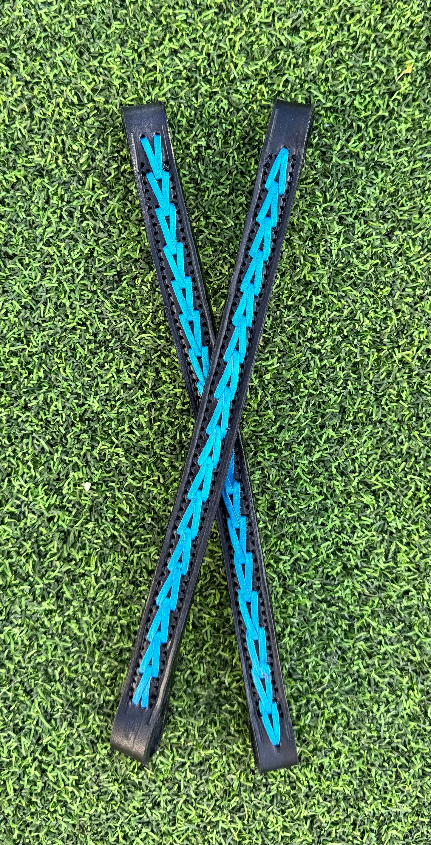 Black with Metallic Blue Kangaroo Lace Ear Pieces