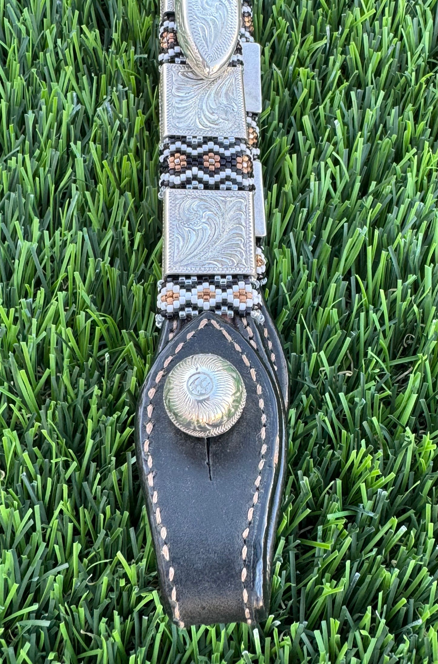 Chocolate and Black Beaded Headstall