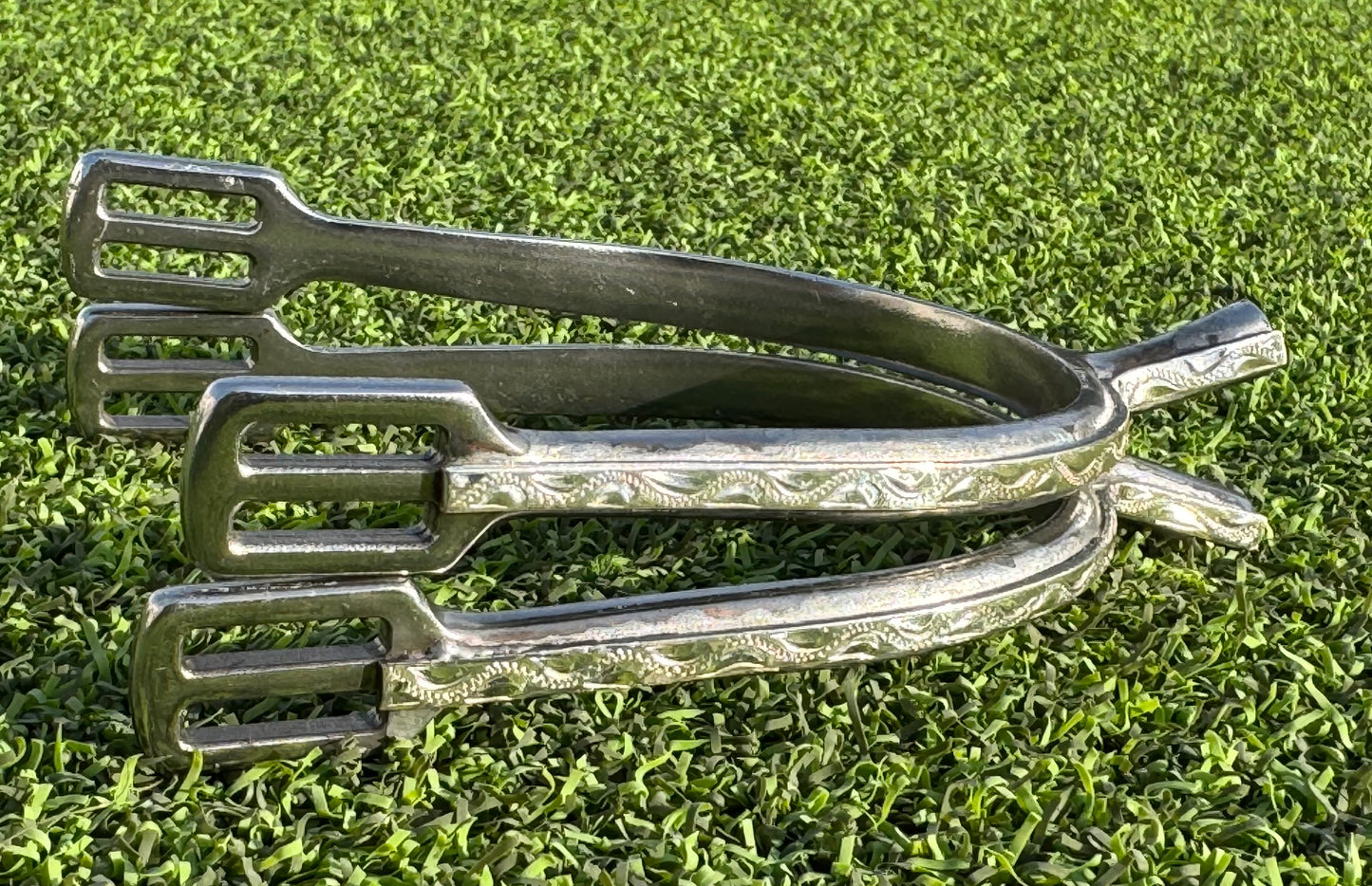 Ladies 1" Engraved Sterling Silver Prince of Wales English Spurs