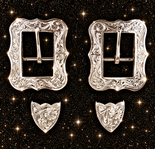 Silver Overlay Scalloped Buckles, 1”