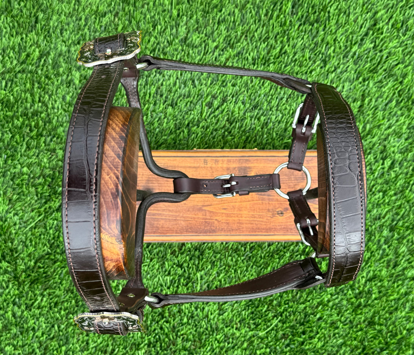 Brown Horse Size Crocodile Embossed Halter