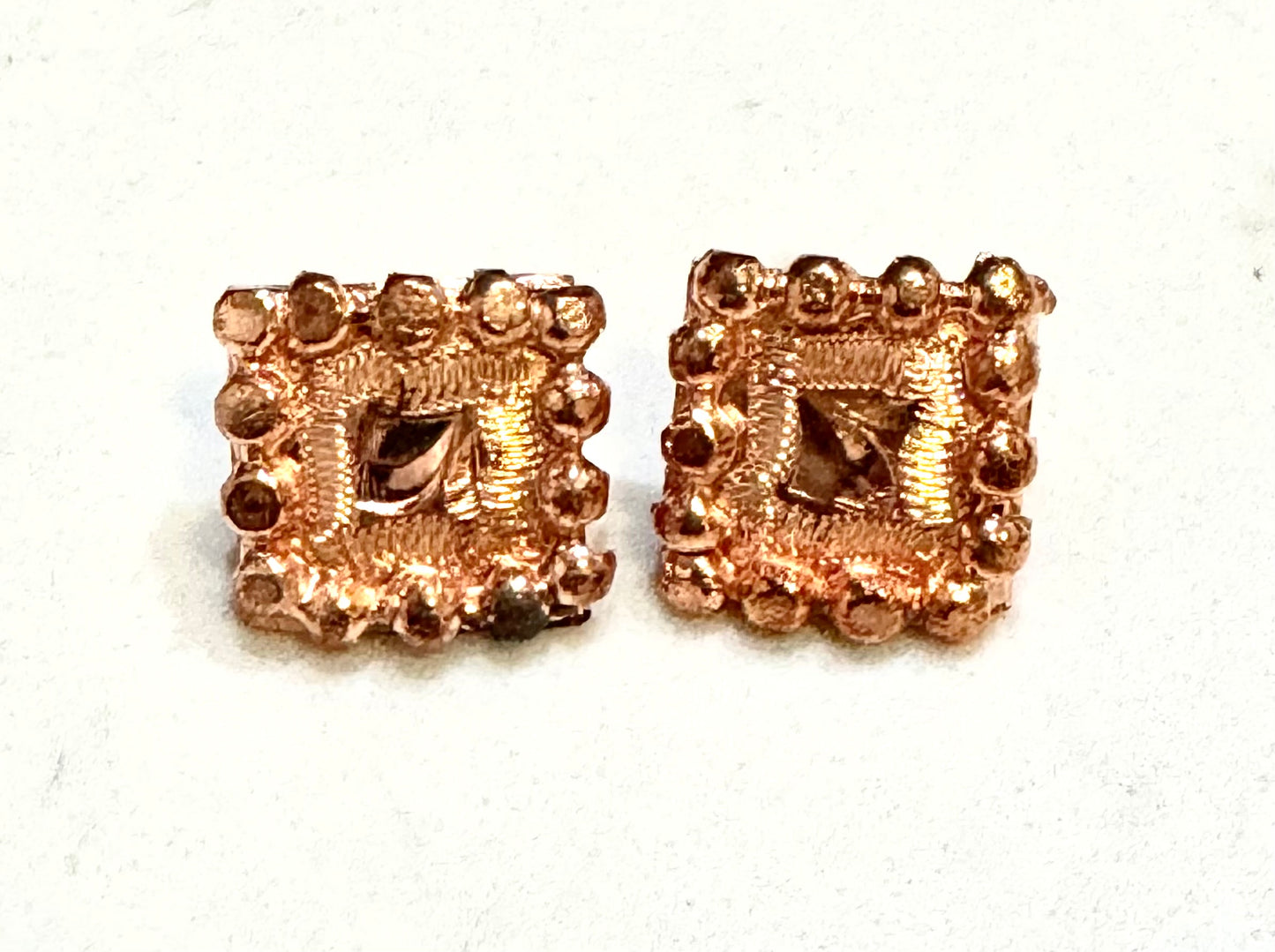 Shiny Copper Conchos with Dots, 1/2” Square