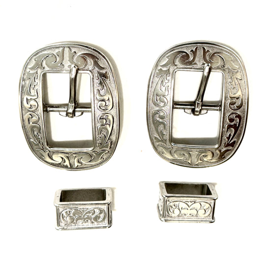 Stainless Steel Floral Oval Buckles, 1”