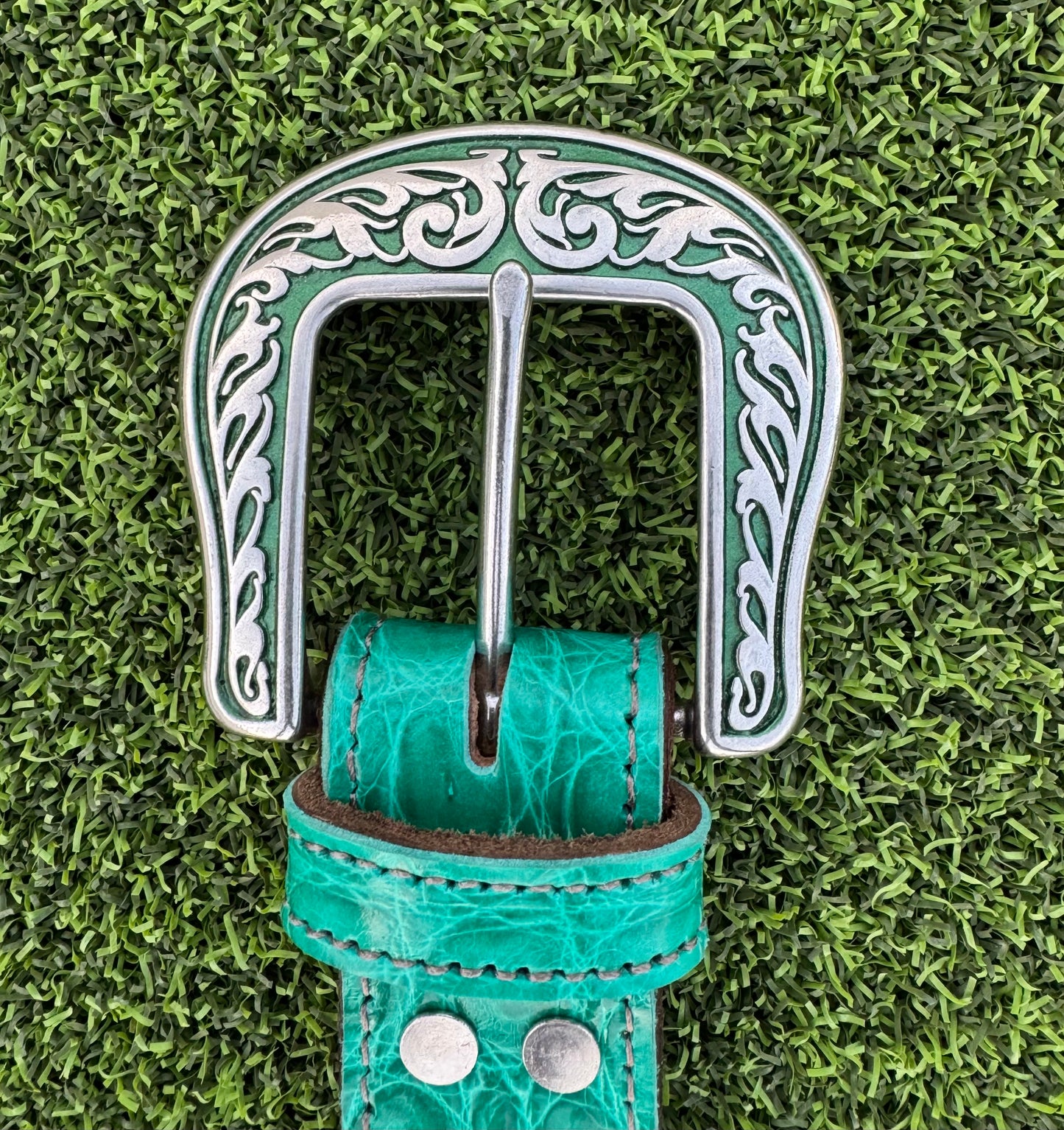 Fairytail Leather Jade Crocodile Western Belt