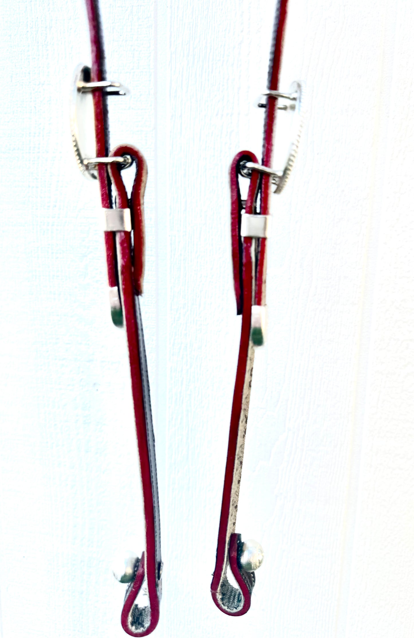 Fairytail Leather Co Tan, Brown and Red Designer Headstall, German Silver