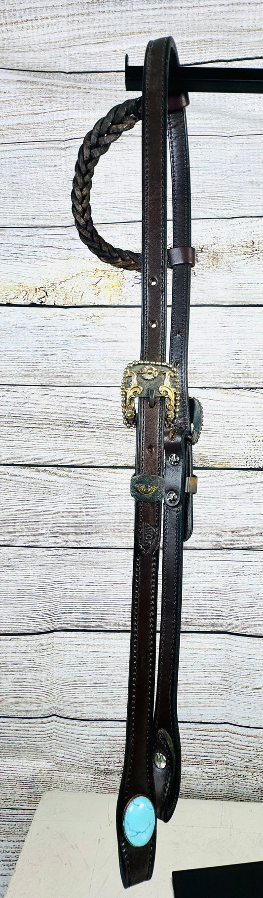 Dark Oil One-Ear Braided Western Headstall