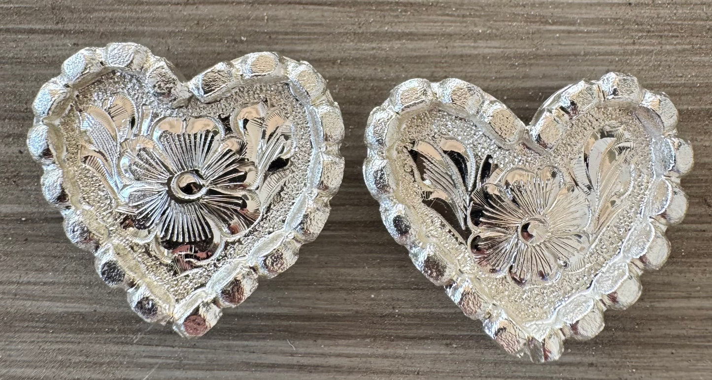 German Silver Heart Conchos, 1”