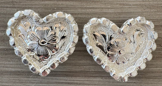 German Silver Heart Conchos, 1”