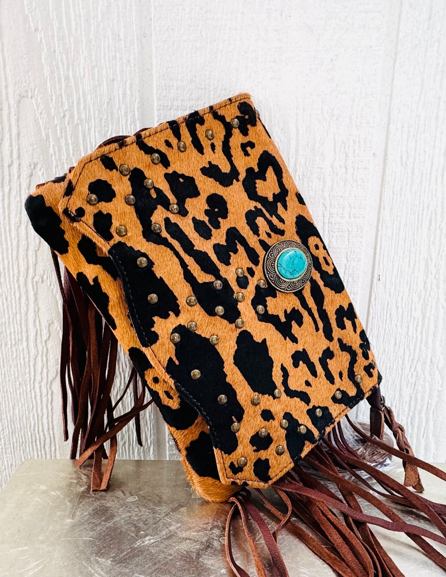 Leather and Cowhide Clutch