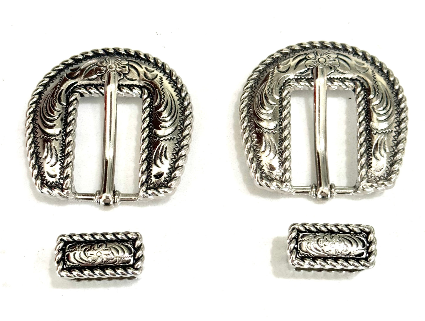 Nickel Rope Edge Buckles, 3/4”