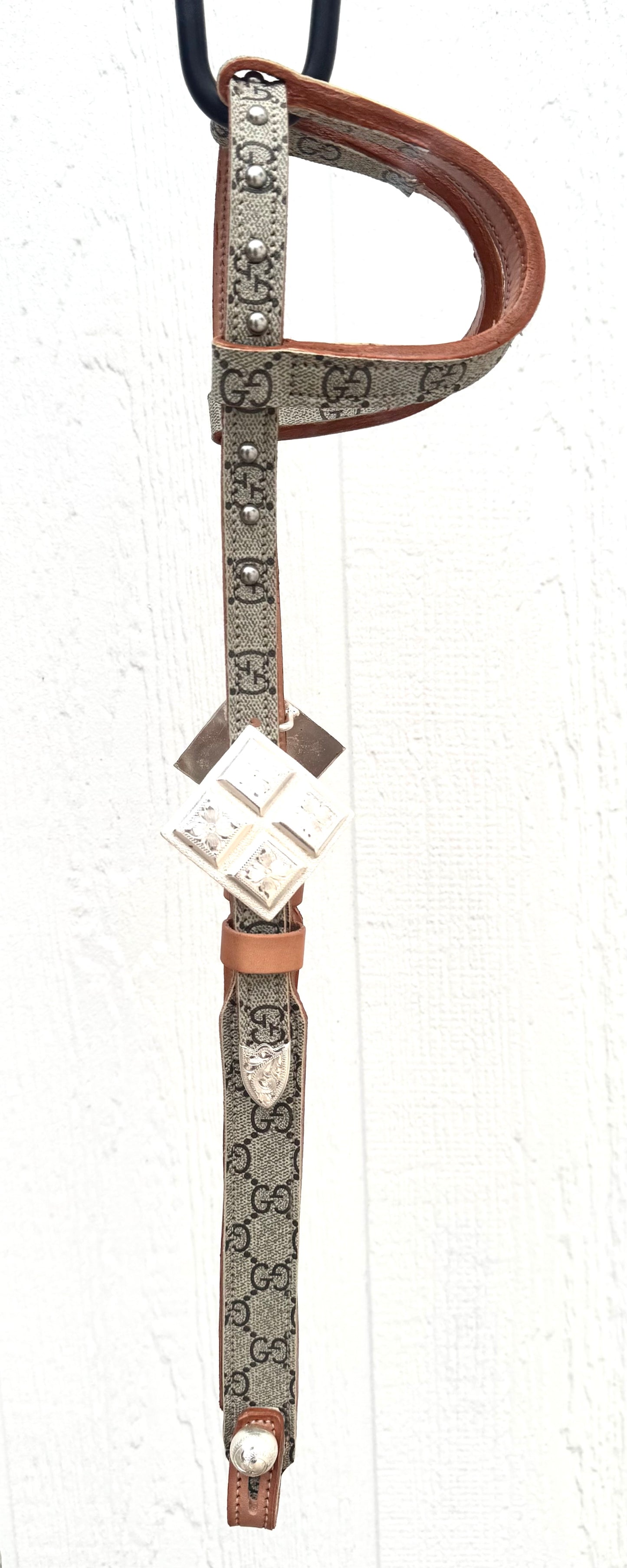 Fairytail Leather Co Tan Designer Headstall, German Silver