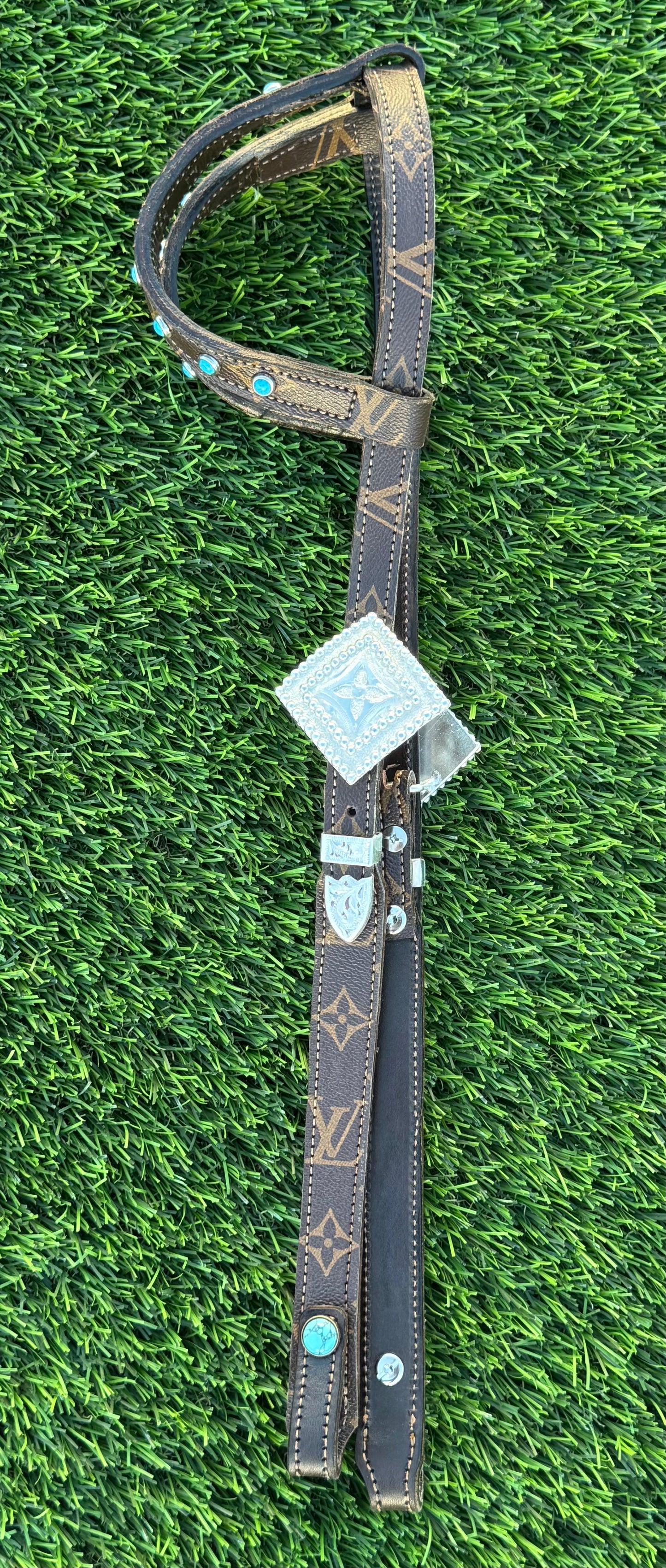 Fairytail Leather Co Brown Designer Headstall, German Silver