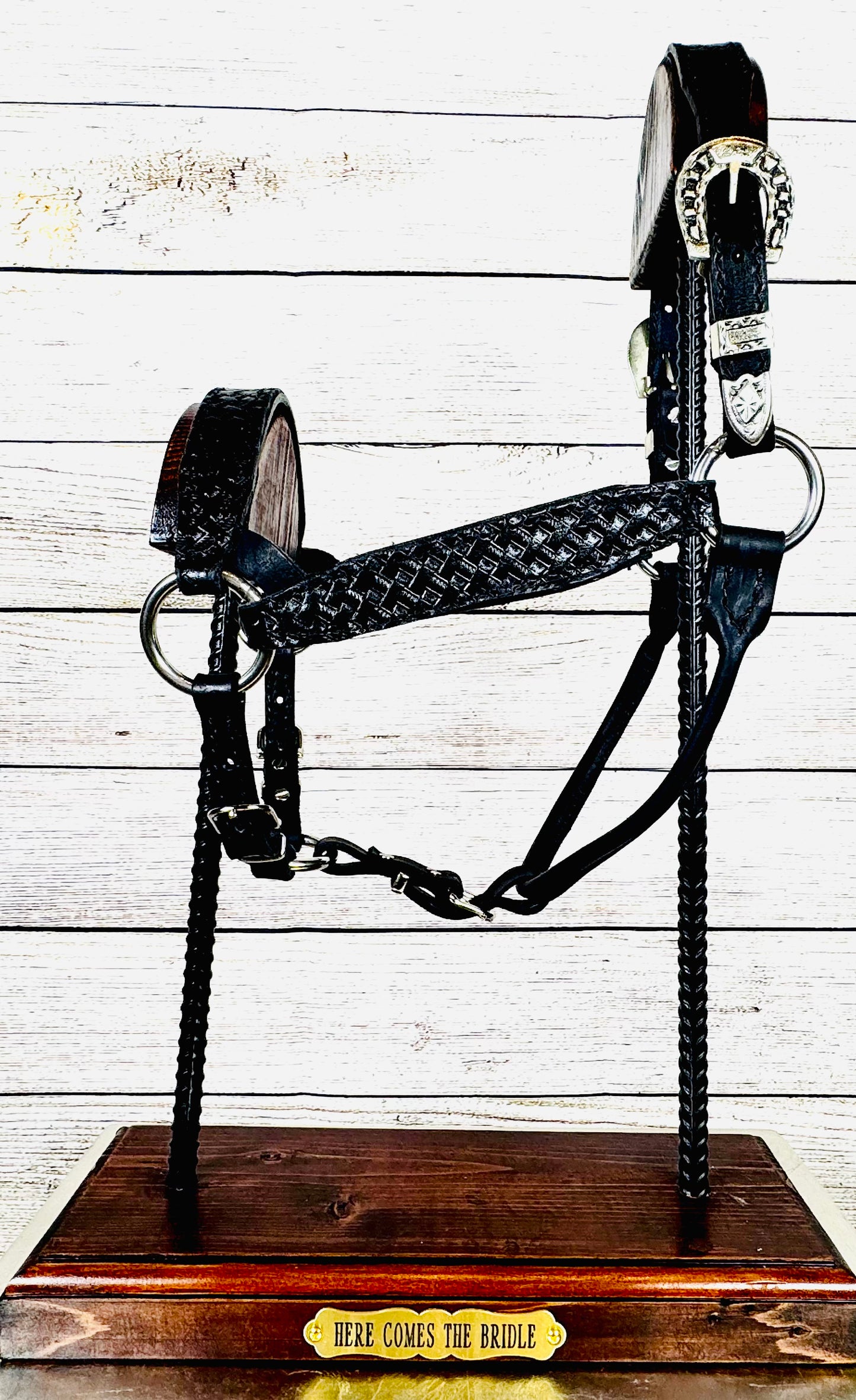 Black Tooled Leather Yearling Halter