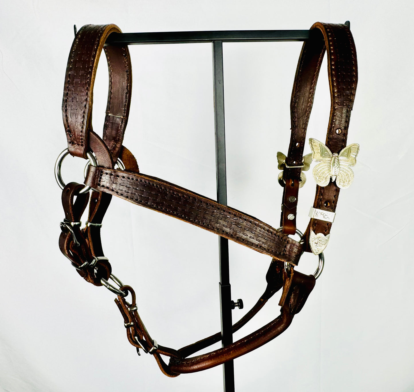 Brown Congress Cut Halter with Custom Sterling Butterly Buckles