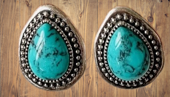 Southwestern Turquoise Pear Shape Earrings