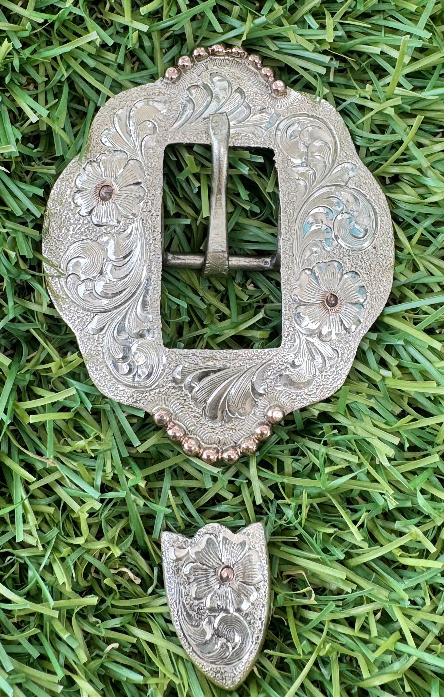 Silver Overlay/Rose Gold Cart Buckles, 5/8”