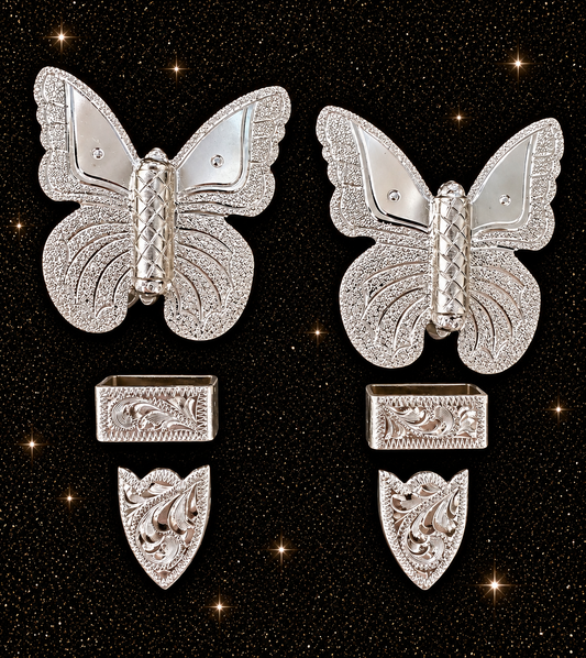 German Silver Butterfly Buckles, 1”