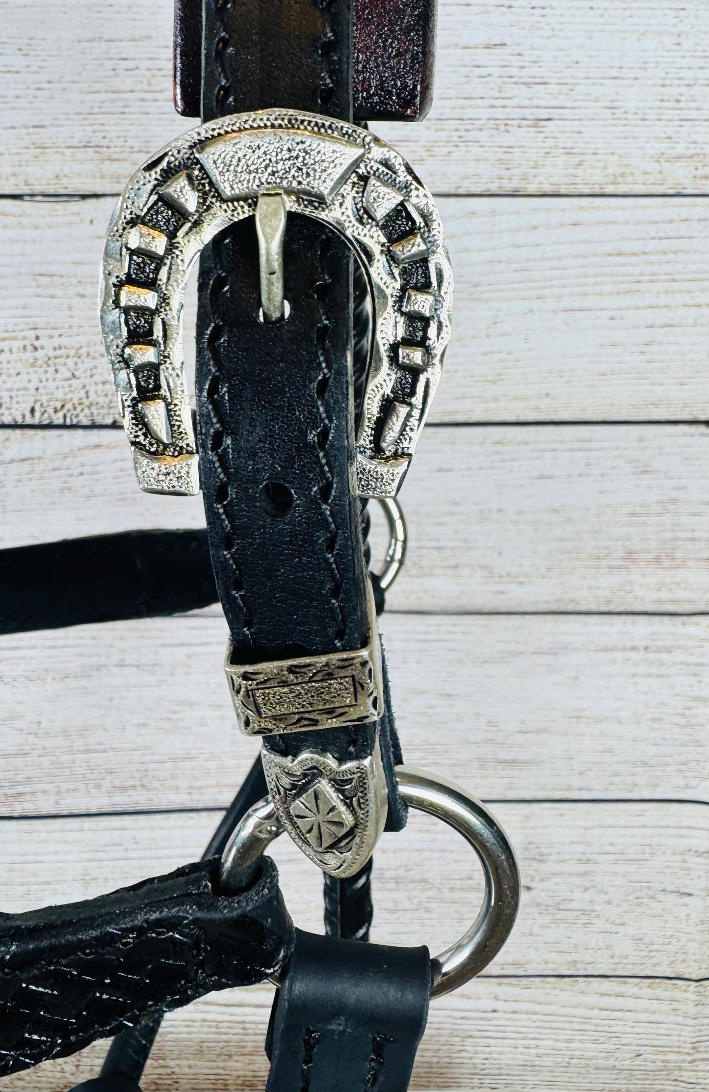 Black Tooled Leather Yearling Halter