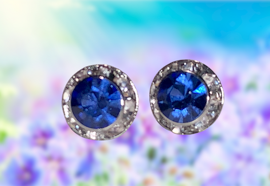 Austrian Crystal Sapphire Stud Earrings