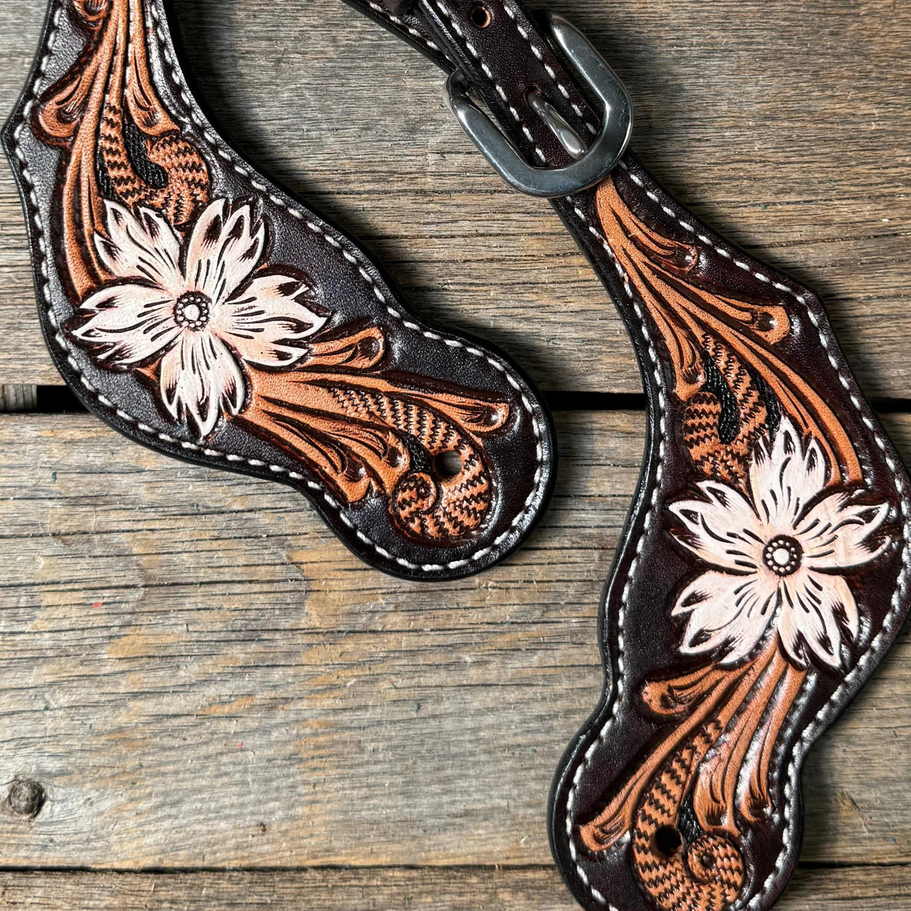 Ladies Triple Tone Floral Spur Straps