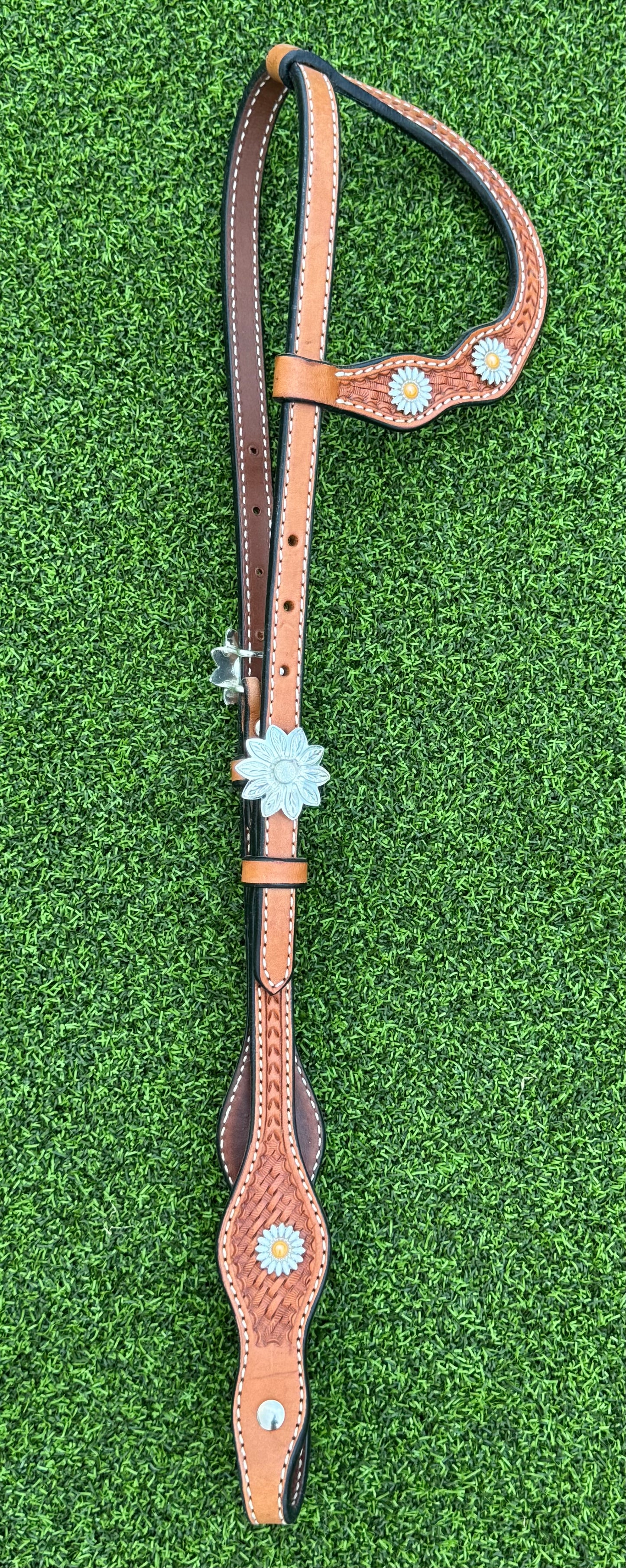 Light Oil Basketweave Daisy Headstall