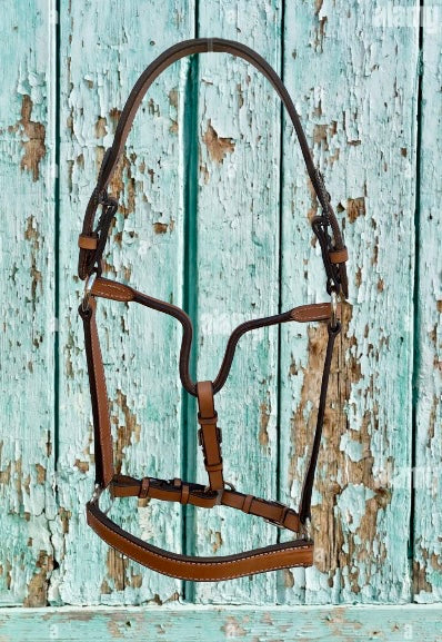 Tan Leather Halter with Ranch Buckles