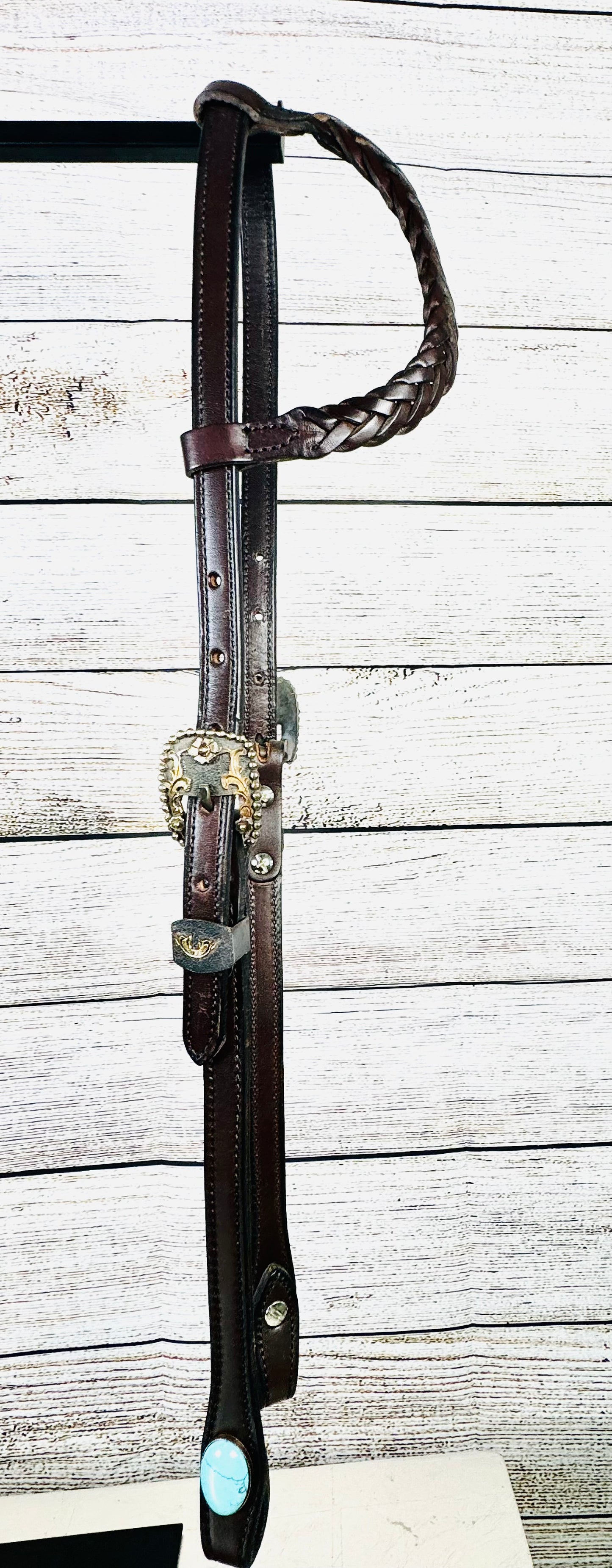 Dark Oil One-Ear Braided Western Headstall