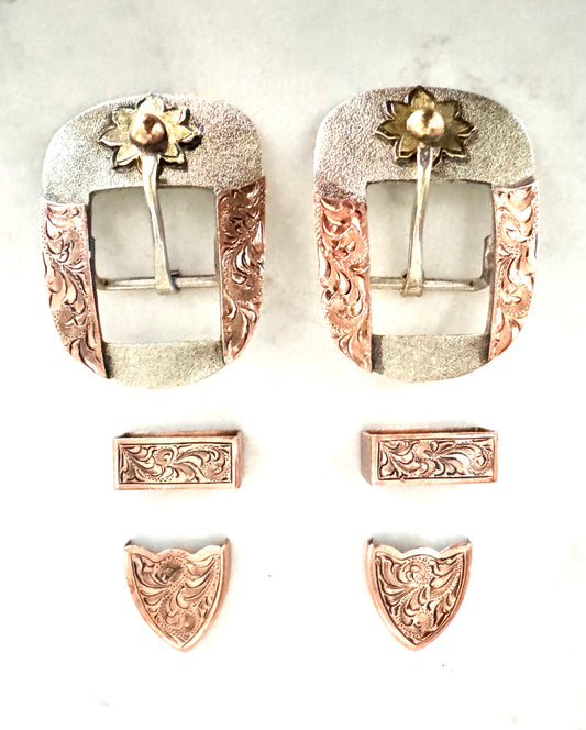 Gold, Copper and Silver Buckles, 1”