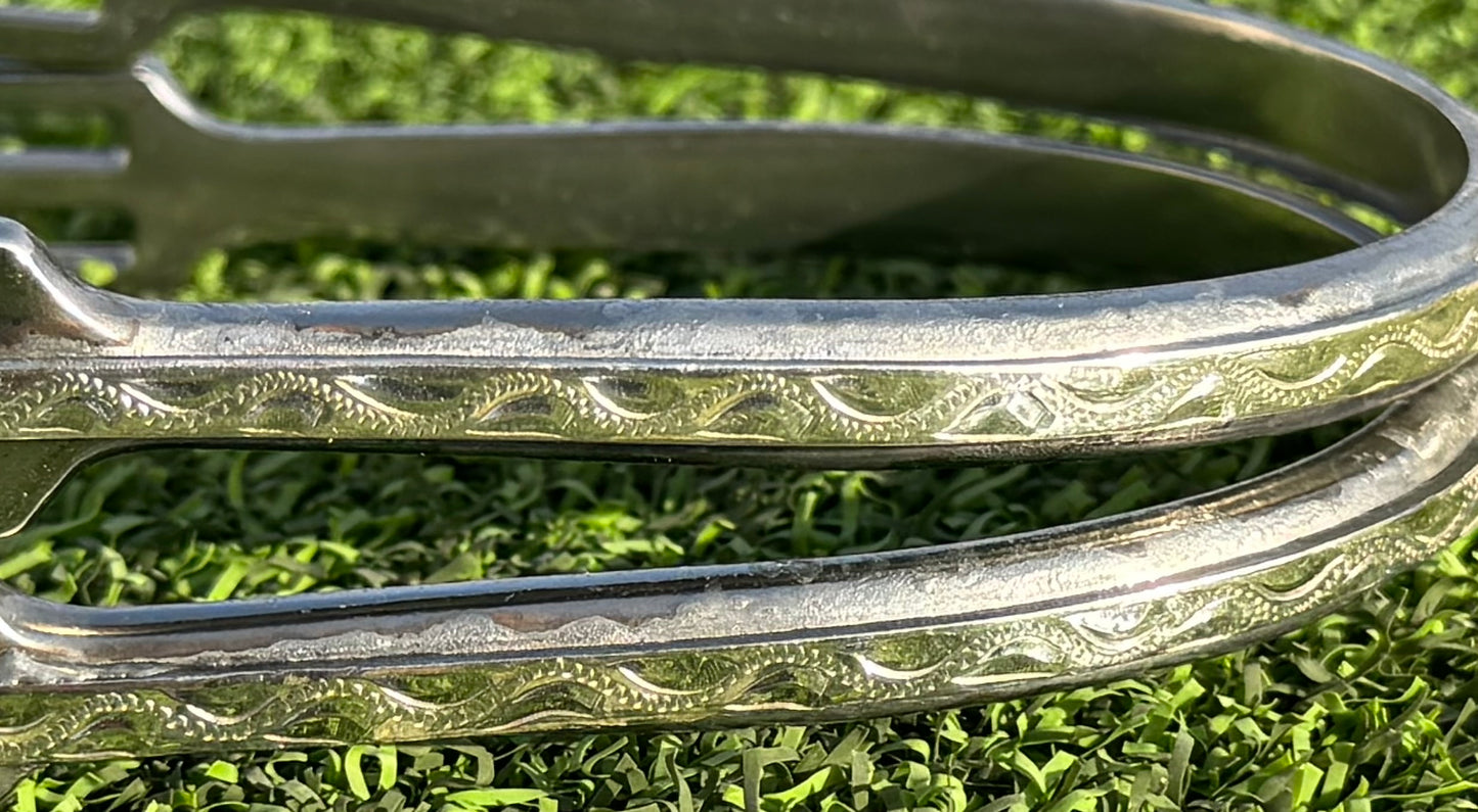 Ladies 1" Engraved Sterling Silver Prince of Wales English Spurs