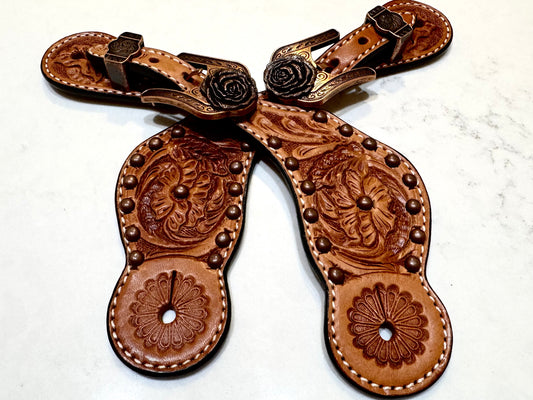 Ladies Western Spur Straps, Antique Copper