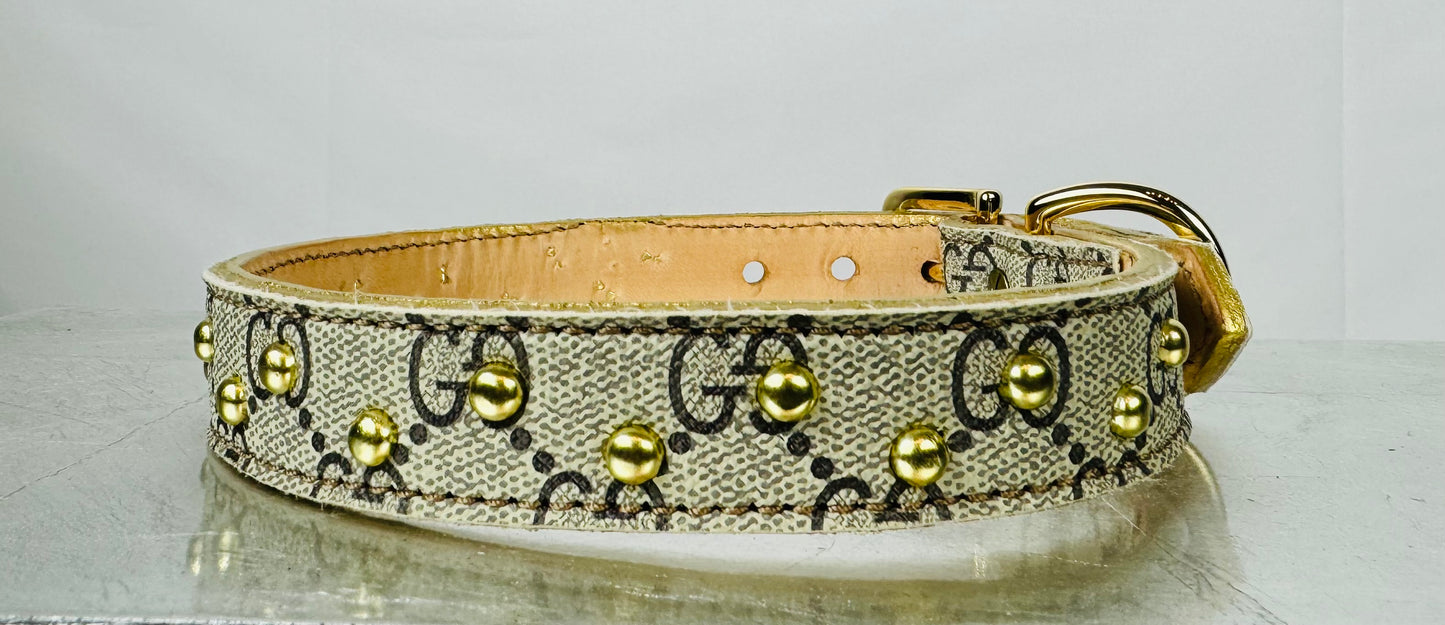 Fairytail Leather Co Designer Dog Collar with Gold