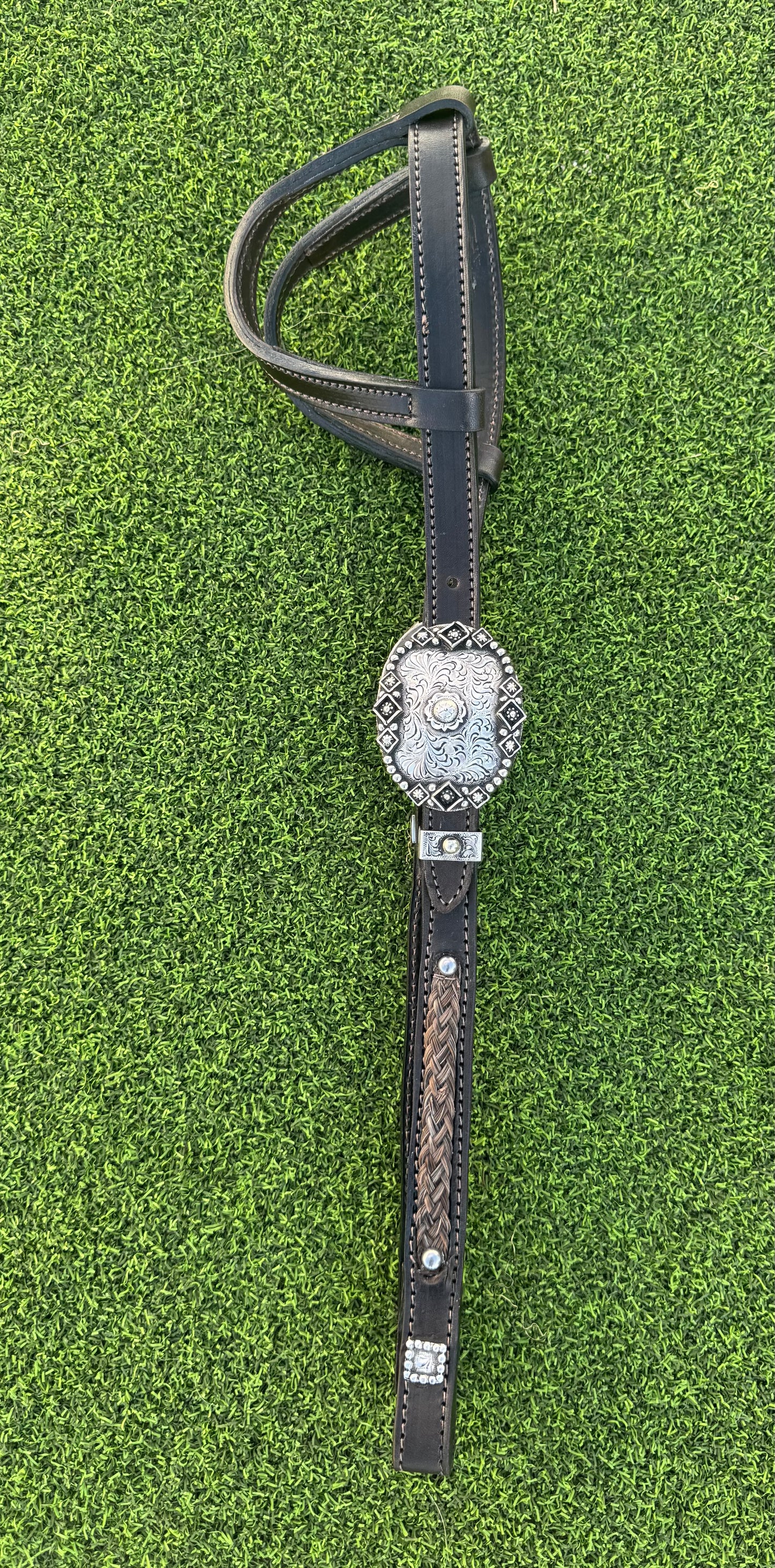 Fairytail Leather Co Horsehair Headstall, Sterling Silver