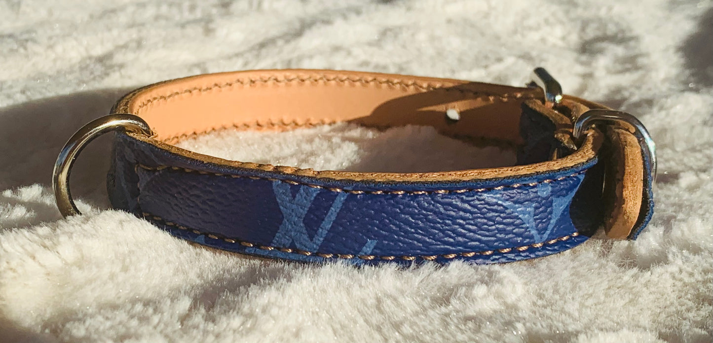 Fairytail Leather Co Blue Designer Dog Collar