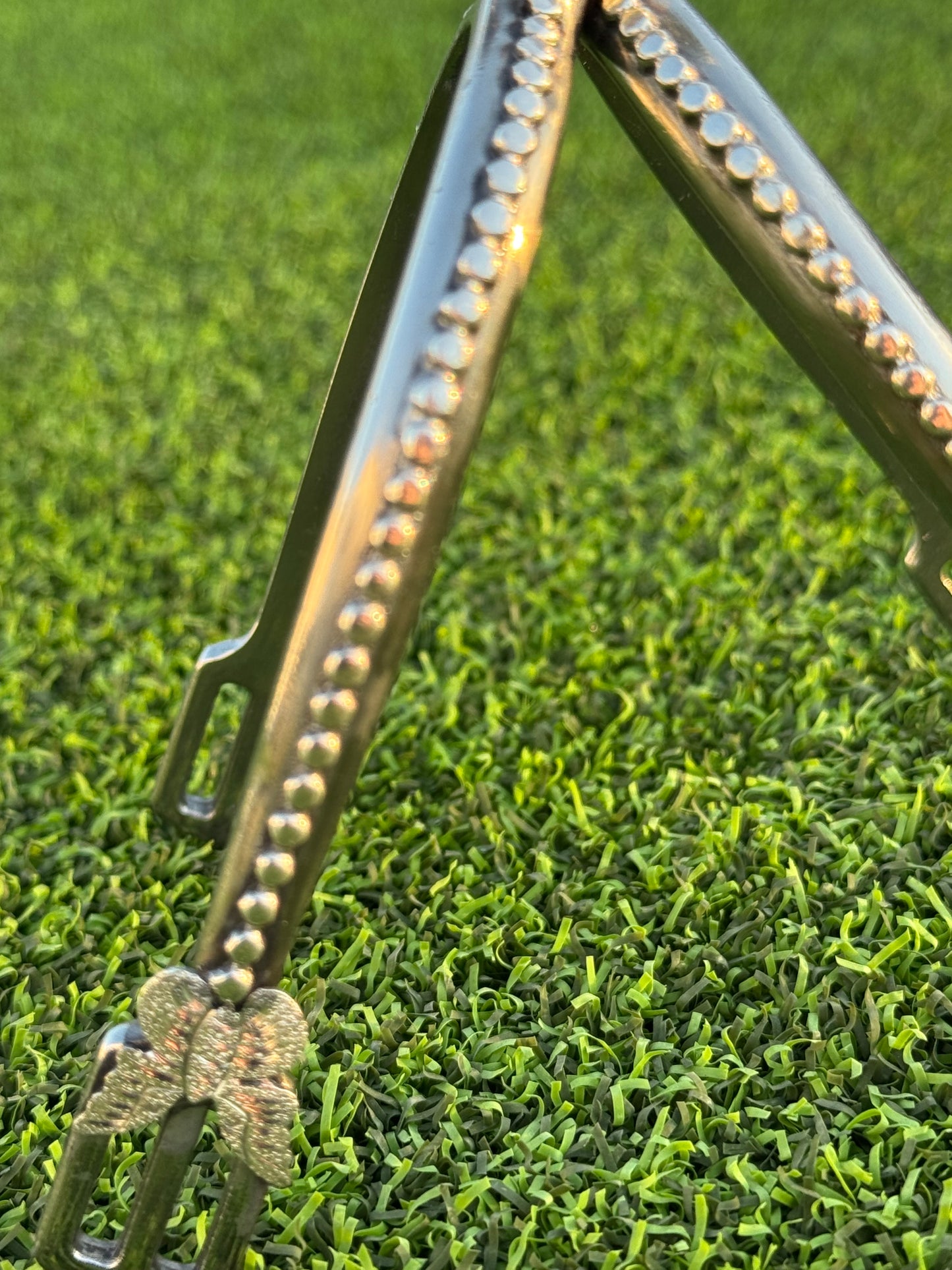 Ladies 1" Prince of Wales English Spurs with Sterling Silver Dots & Butterflies