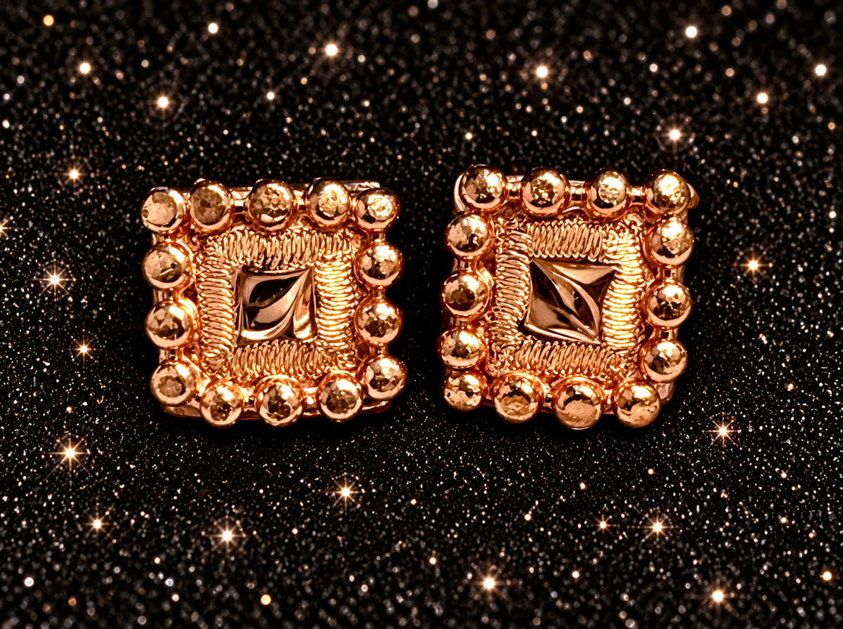 Shiny Copper Conchos with Dots, 1/2” Square