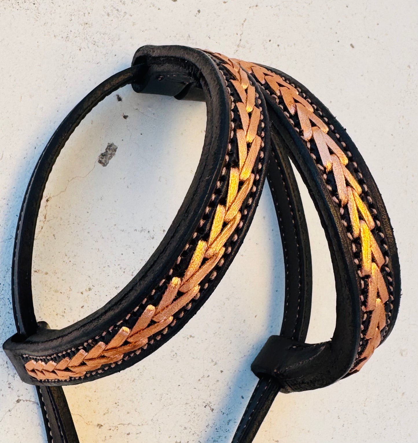 Chocolate with Metallic Copper Kangaroo Lace Ear Pieces