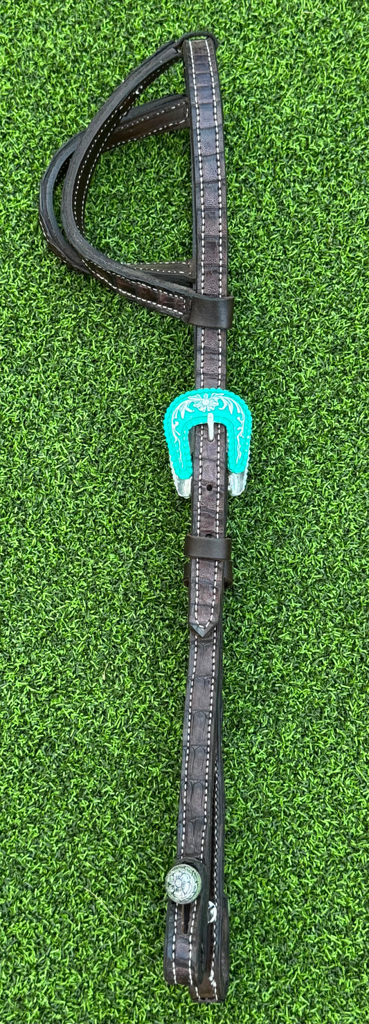 Fairytail Leather Chocolate Caiman Headstall