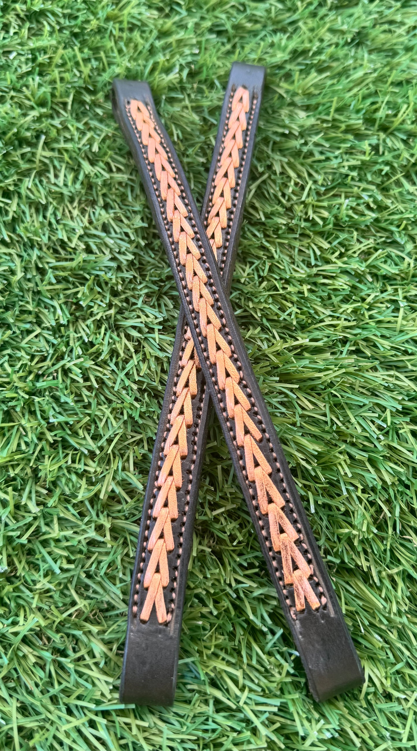 Chocolate with Metallic Copper Kangaroo Lace Ear Pieces