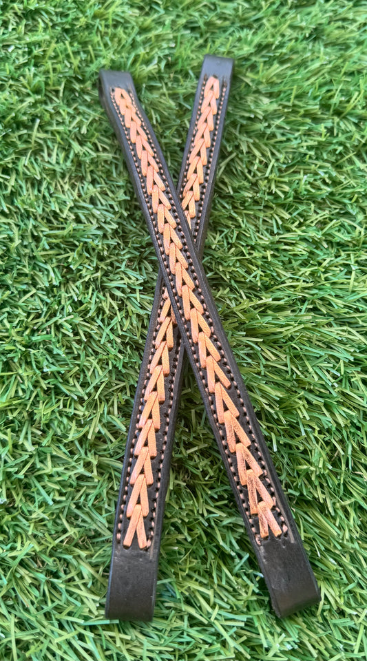 Chocolate with Metallic Copper Kangaroo Lace Ear Pieces