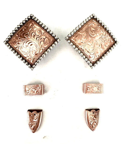 Silver Overlay and Copper Buckles, 5/8”