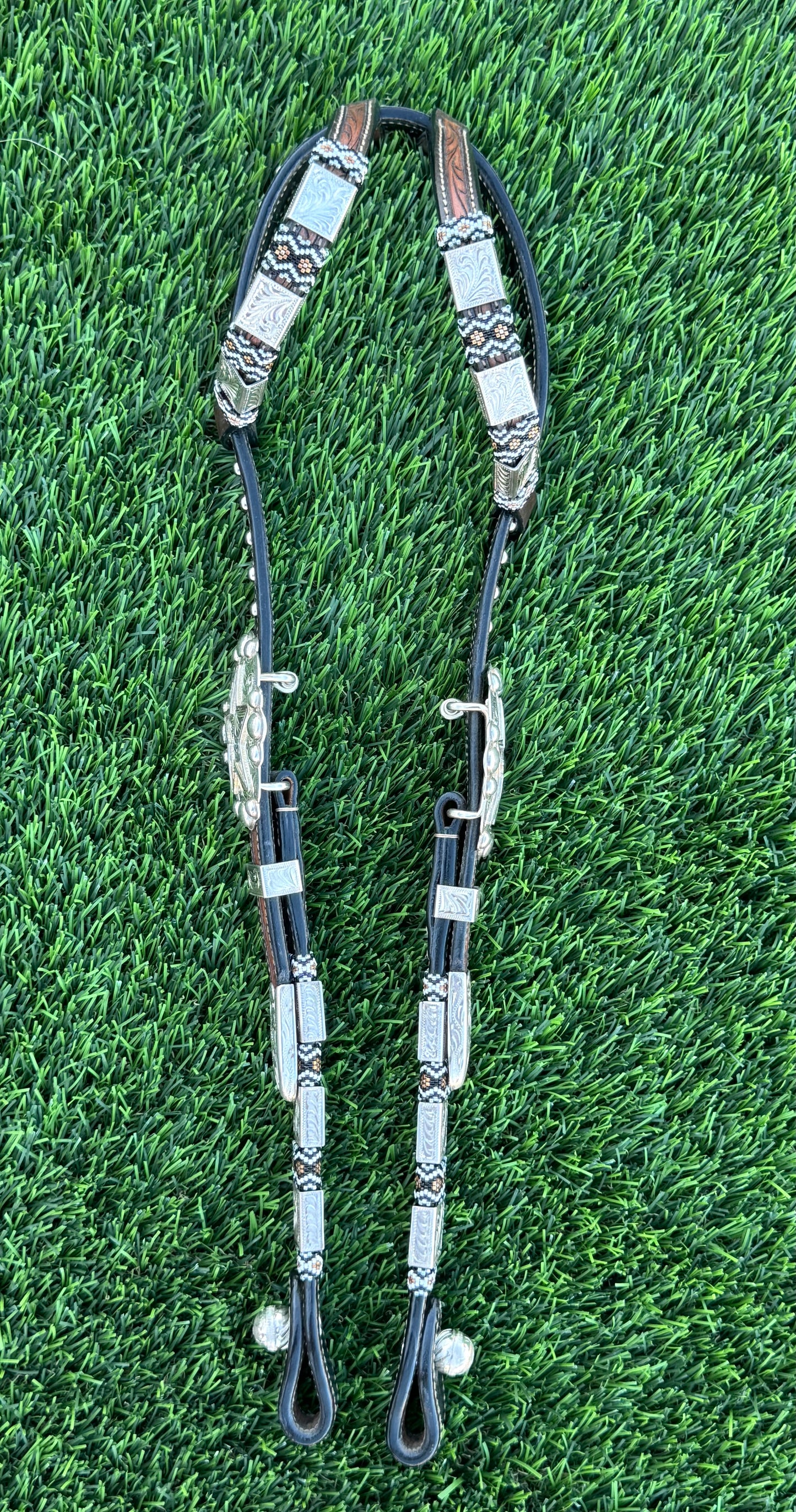 Chocolate and Black Beaded Headstall