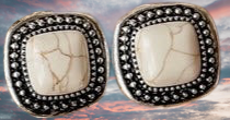 Southwestern White Square Earrings